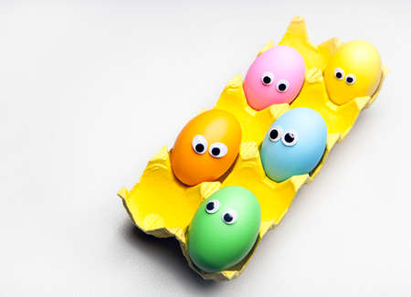 image of easter eggs in box on white background