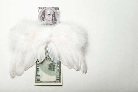 image of money wings white backgroundの写真素材