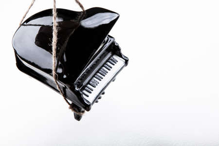 image of black piano rope white background