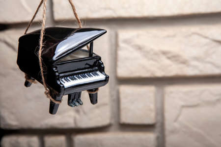 image of black piano rope wallの写真素材