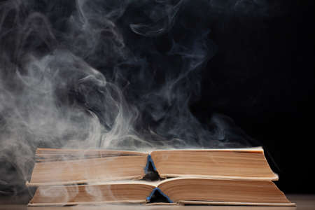 image of book smoke dark backgroundの写真素材