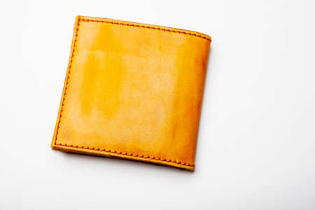 image of leather purse white backgroundの写真素材