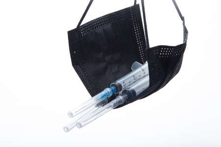 image of mask syringe white backgroundの写真素材