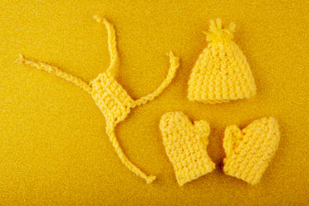 image of wool clothes gold backgroundの写真素材