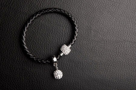 image of bracelet dark leather background