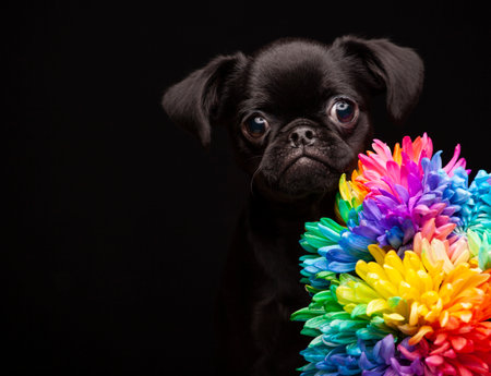 image of dog flower dark backgroundの写真素材