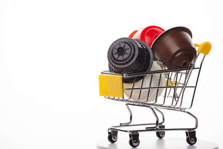 image of coffee capsule trolley white backgroundの写真素材