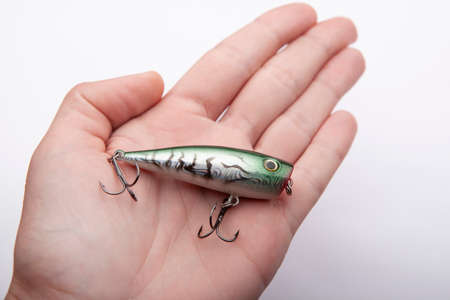 image of fishing bait hand white background