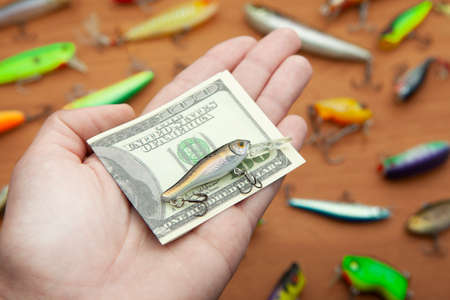 image of fishing bait money handの写真素材