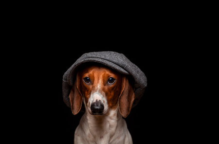 image of dog dark backgroundの写真素材