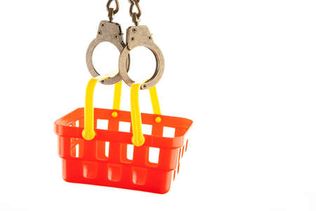 image of basket handcuffs white background