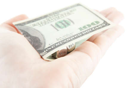 image of money banknote hand white background