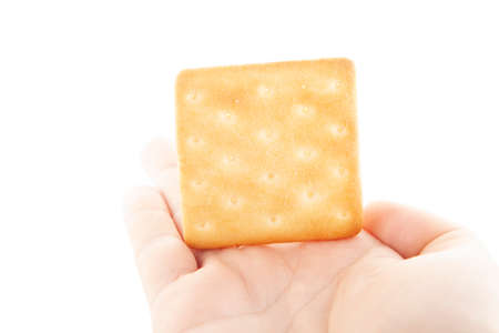 image of cookies hand white backgroundの写真素材