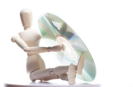 image of disk wooden figure white backgroundの写真素材