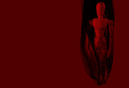 image of wooden mannequin gridの写真素材