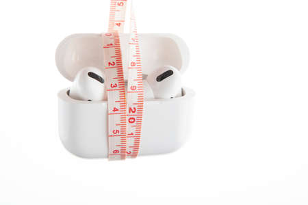 image of earphones white background