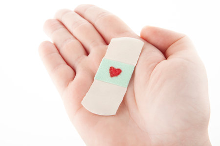 image of bandage hand white background