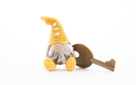 image of wool toy key white backgroundの写真素材