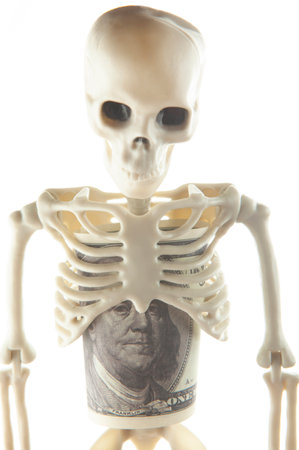 image of skeleton money banknote white backgroundの写真素材