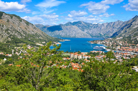 The Kotor bay view from mountainsの写真素材