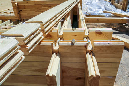 A building of a wooden house in the countryside.の写真素材