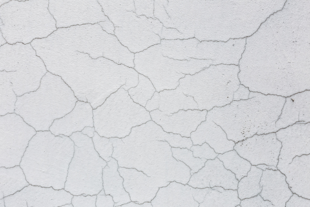 Texture of white dirty cracked wall. Small straight cracks. Direct fracture on painted surface. Cells fissure.の写真素材
