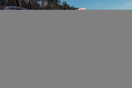 Two cute adorable funny sibling kid frined wear warm jacket enjoy have fun sledging at frozen white...