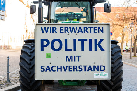 Farmers union protest strike against german government policy, Magdeburg, Germany.のeditorial素材