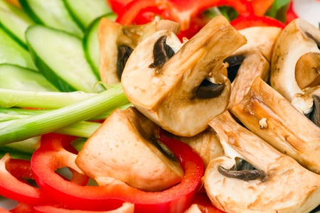 Fresh salad with mushroomsの写真素材