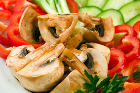 Fresh salad with mushroomsの写真素材