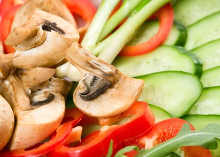 Fresh salad with mushroomsの写真素材