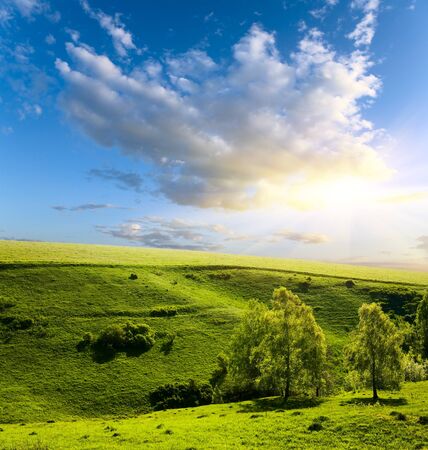 beautiful landscape and cloudy skyの写真素材