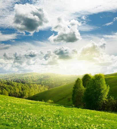 beautiful landscape and cloudy skyの写真素材