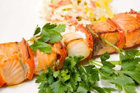 grilled salmonの写真素材
