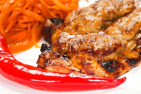 Gourmet grilled steak on a plateの写真素材