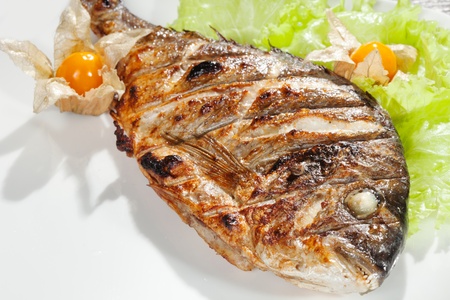 grilled fish with vegetablesの写真素材