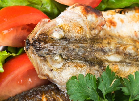 grilled fish with vegetablesの写真素材