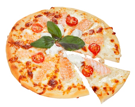 pizza on a white backgroundの写真素材