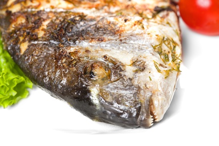 grilled fish with vegetablesの写真素材