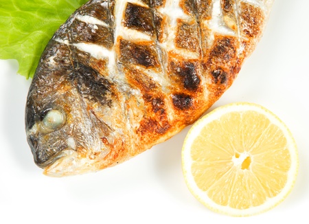 grilled fish with vegetablesの写真素材