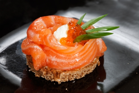 Canape with salmonの写真素材