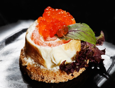 Canape with salmonの写真素材