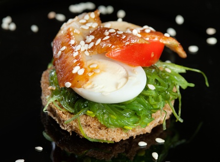 Canape with salmonの写真素材
