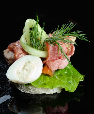Canape with meatの写真素材