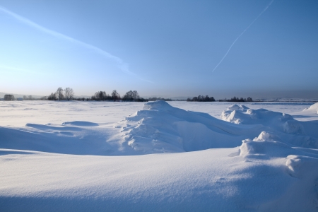 Winter landscape. Cold winter eveningの写真素材
