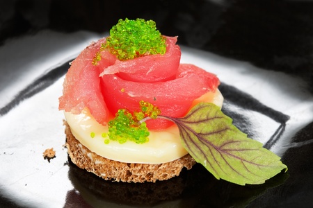 Canape with salmonの写真素材