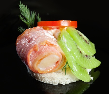 Canape with meatの写真素材