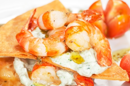 salad with shrimpsの写真素材
