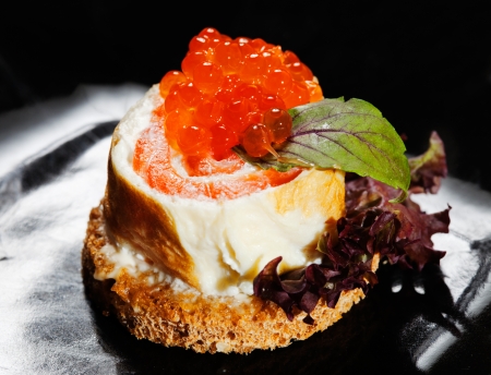 Canape with salmonの写真素材