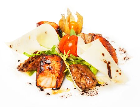 salad with salmon and seafoodの写真素材